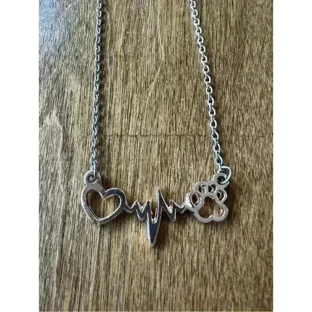NWT Heart EKG and Paw Rose gold necklace